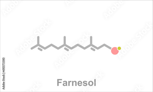 Simplified formula icon of farnesol. Insect juvenile hormone.