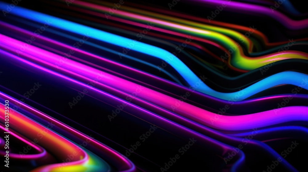 Fototapeta premium Vivid holographic neon background. Illustration AI Generative.