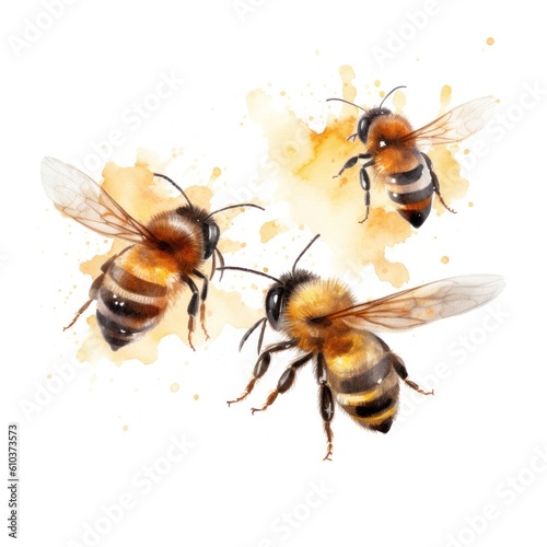 Honey bee isolated. Illustration AI Generative.