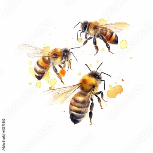 Honey bee isolated. Illustration AI Generative.