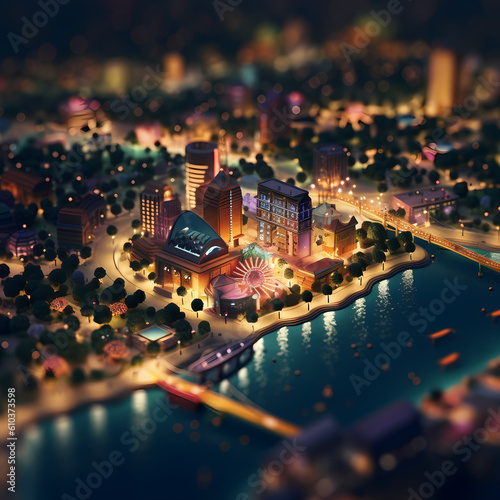 Micro vibrant night cities at night #610373598