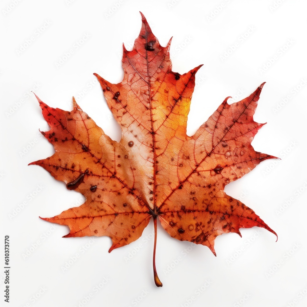 Obraz premium Autumn leaf isolated. Illustration AI Generative.