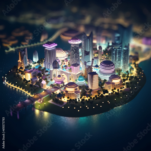 Micro vibrant night cities at night #610373783