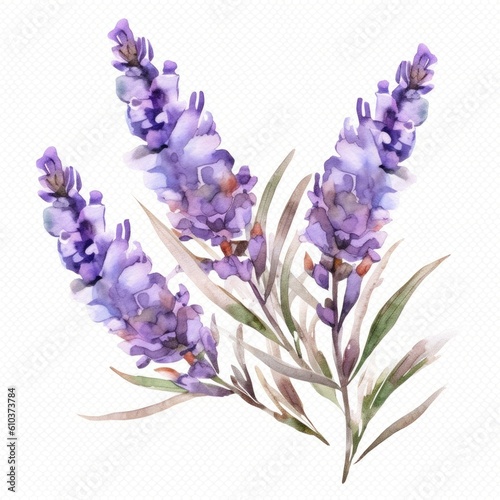 Lavender flowers isolated. Illustration AI Generative.
