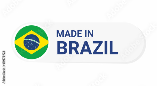 Icon made in Brazil isolated on white background.  vector illustration Brazil flag. Brazil Button