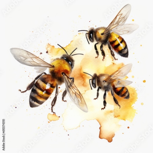 Honey bee isolated. Illustration AI Generative.