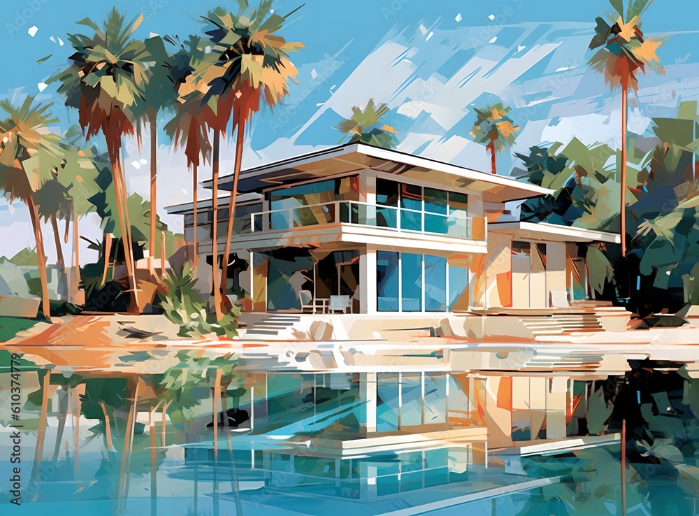 Fototapeta premium Beach house, generative AI