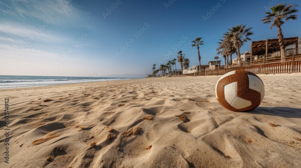 Obraz premium Summer beach volleyball. Illustration AI Generative.