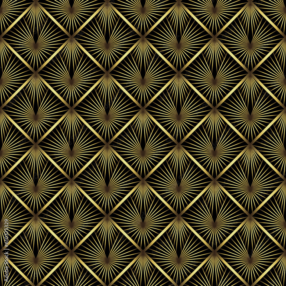 Art Deco Pattern. Vector background in 1920s style. Gold black texture Art Deco Pattern. Vector background in 1920s style. Gold black texture