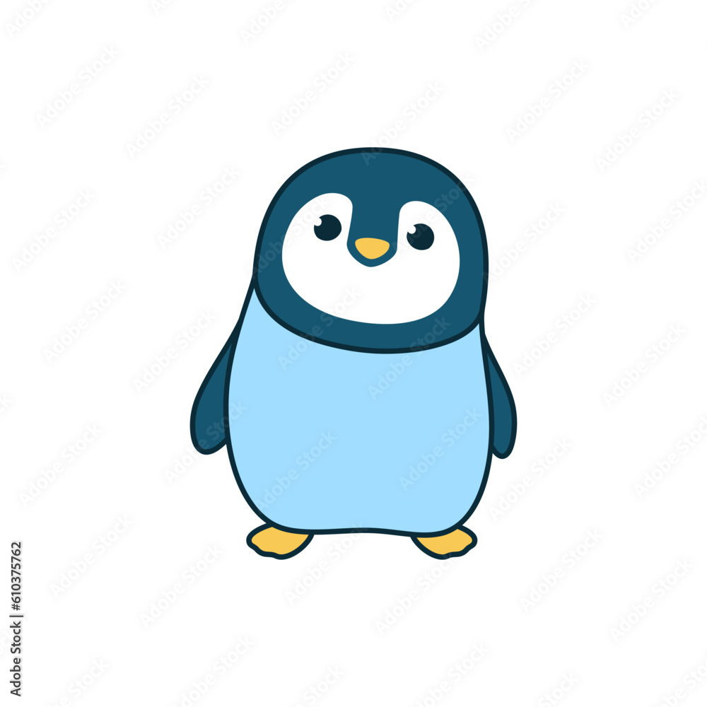 Cute penguin. Vector illustration. The cartoon character is hand drawn and isolated on a white background. Cute penguin. Vector illustration. The cartoon character is hand drawn and isolated on a white background.