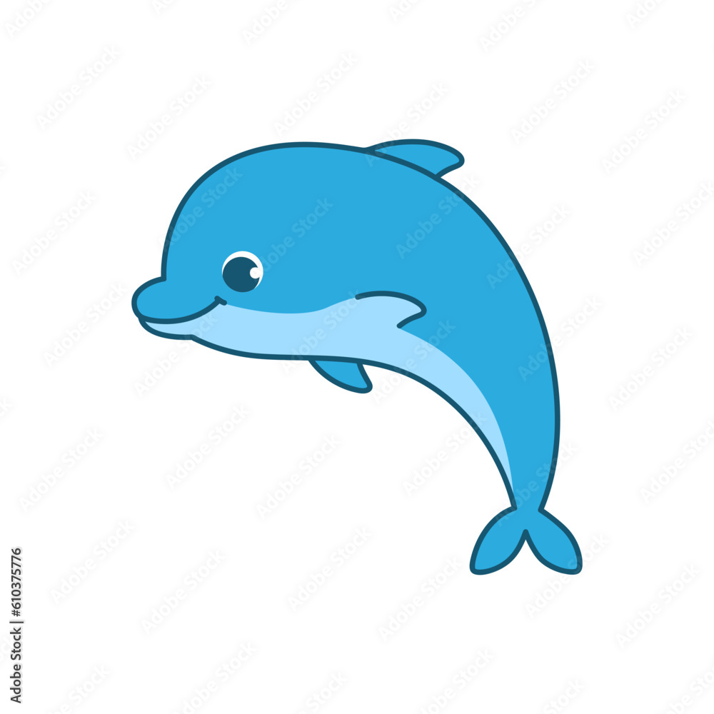 Cute animal dolphin. Vector illustration. The cartoon character is hand drawn and isolated on a white background. Cute animal dolphin. Vector illustration. The cartoon character is hand drawn and isolated on a white background.