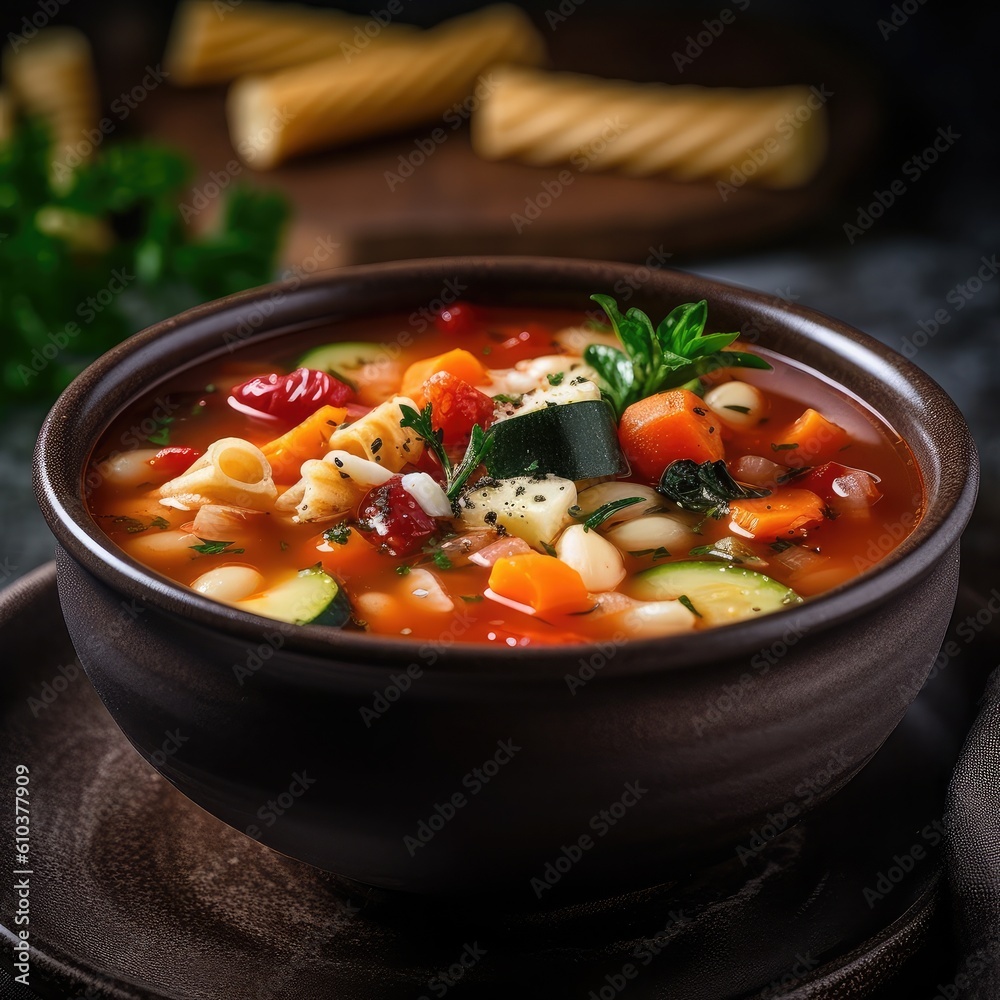 Minestrone Soup A traditional Italian vegetable soup made with a mix of seasonal vegetables, beans, and pasta or rice. Minestrone Soup A traditional Italian vegetable soup made with a mix of seasonal vegetables, beans, and pasta or rice.