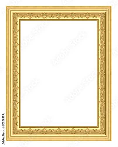 3d render antique classic golden frame isolated on white background