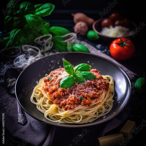 Traditional pasta spaghetti bolognese.