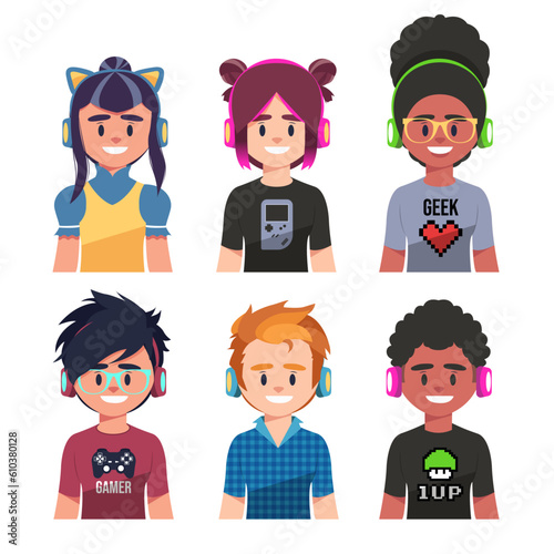 Cute Avatar Gamers young Smiling