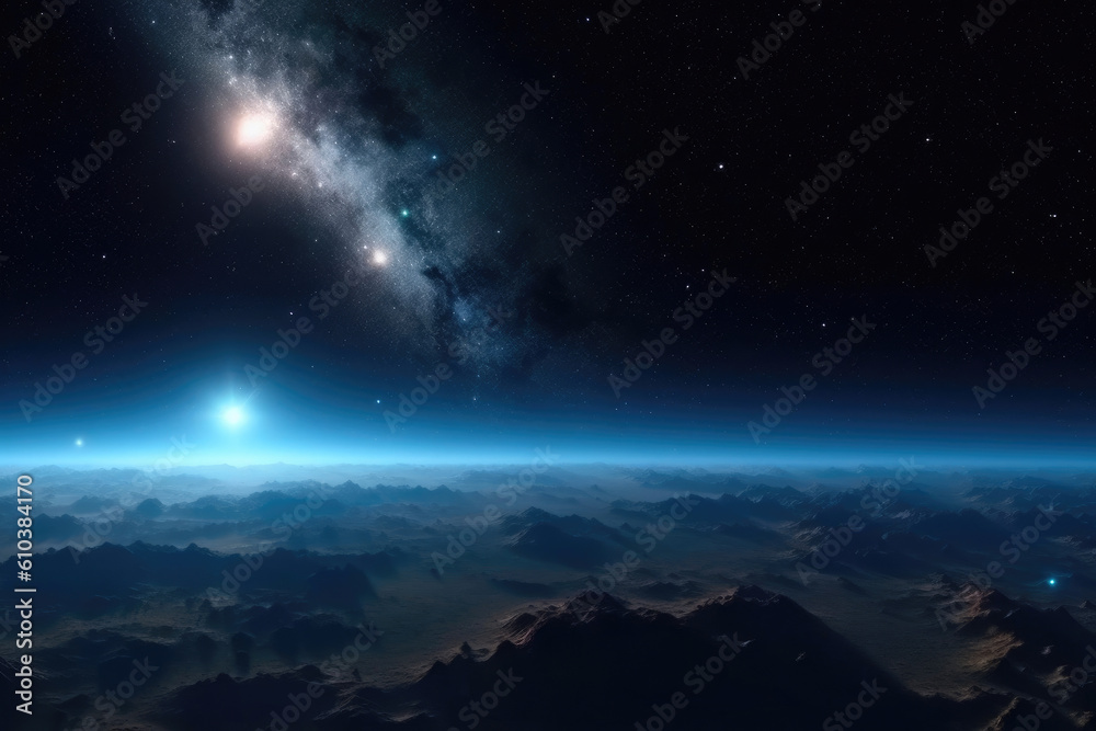 Stellar Showcase: Mesmerizing Starscape from Orbit. Generative AI