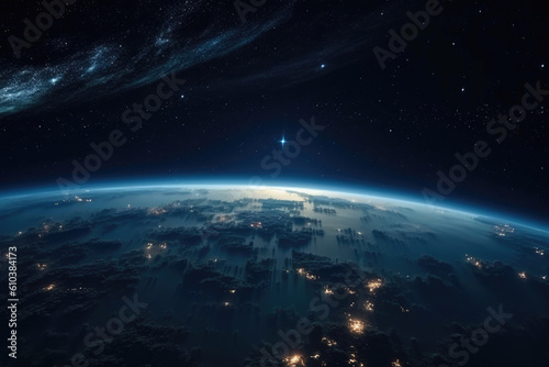 Celestial Panorama: Awe-Inspiring Skyline from Orbit. Generative AI