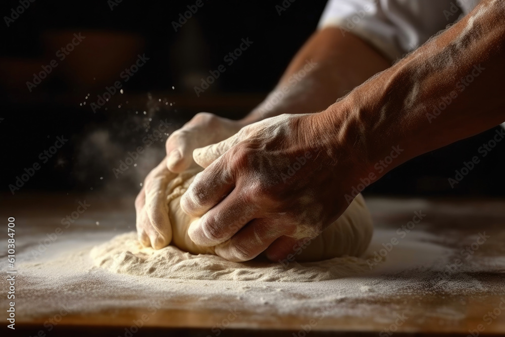 Artisan Baker Crafting Fresh Dough. Generative AI