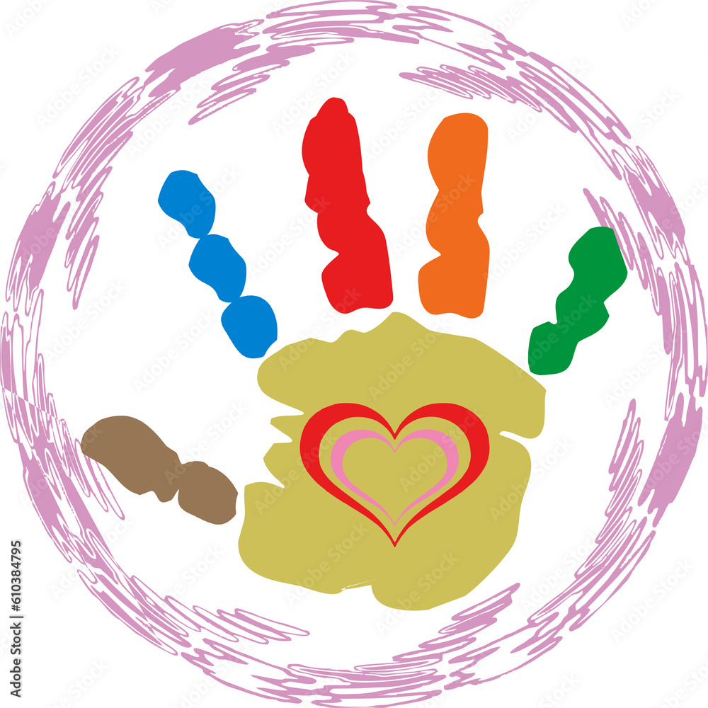 Human solidarity day poster and banner idea. Hand palm with heart icon with transparent background as a symbol of love and care. PNG file. 