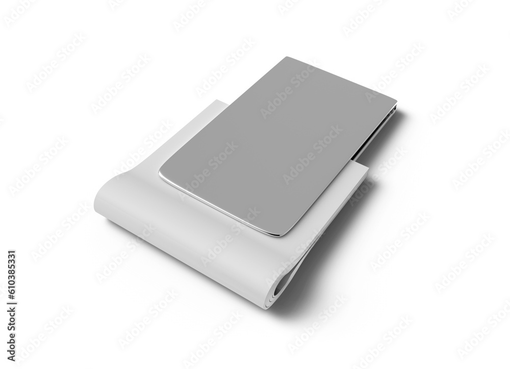 Silver Gold Money Clip With Folded Cash Bills Whit Blank Template 3D Rendering Silver Gold Money Clip With Folded Cash Bills Whit Blank Template 3D Rendering