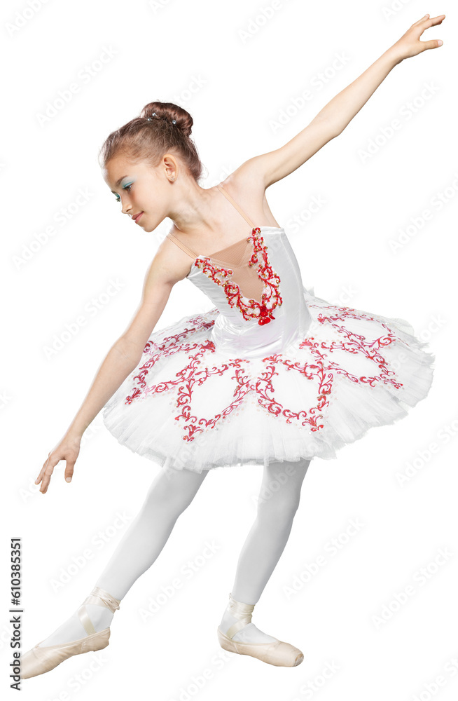 Naklejka premium Young Girl Dances Ballet in dress