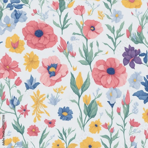 Wallpaper Mural Collection of flowers, branches and leaves in vintage watercolor style. Generative AI Torontodigital.ca