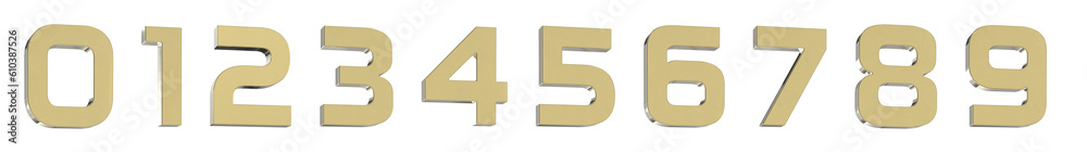 Gold Metal Numbers Set Isolated 3D-Illustration Gold Metal Numbers Set Isolated 3D-Illustration