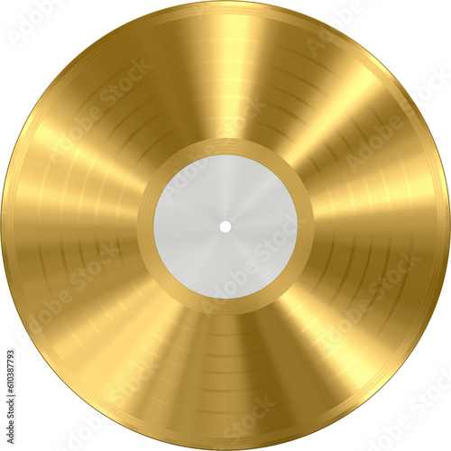 Gold Vinyl Record Music Disc Award Blank 3D Rendering
