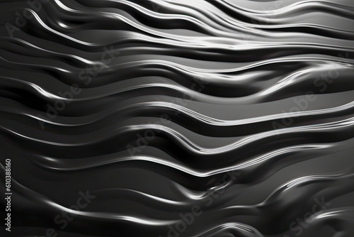 Liquid gray wavy plastic texture. Wrinkle silicone sheet. Generative AI