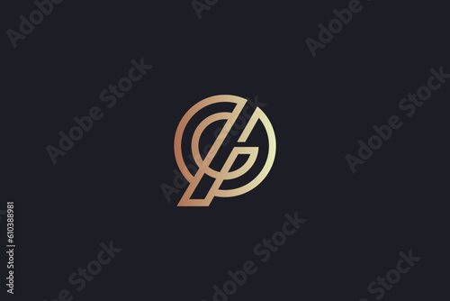 gp letter circular line style design modern luxury creative golden wordmark design typography illustration, gp golden typo, gp initial