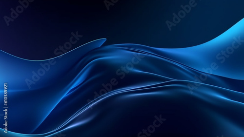 Abstract blue colors gradient wave on black background on dark noise texture