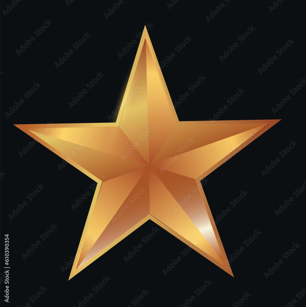Obraz premium Military gold star icon, rating vector, 3d icon isolated vector illustration, best sign