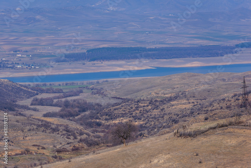 Beautiful view Aghstev reservoir, on Armenia-Azerbaijan state border