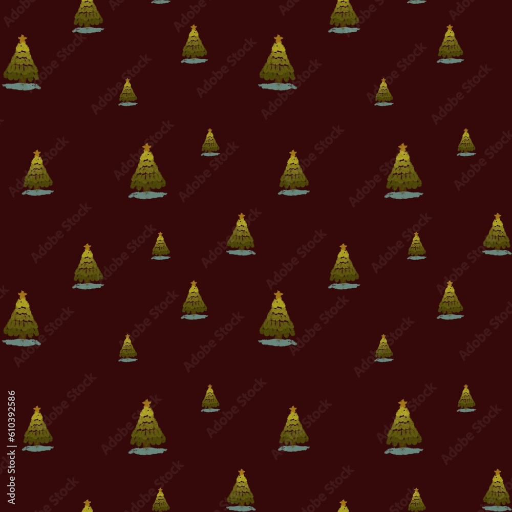 Fototapeta premium Tree snow Christmas New Year simple pattern