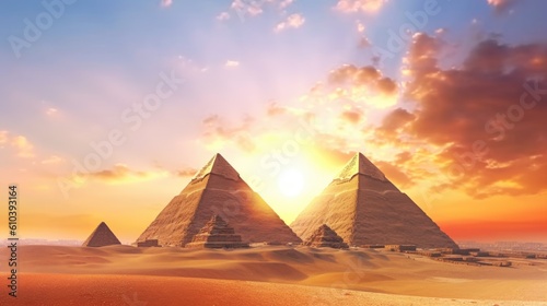 pyramids at sunset