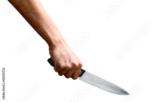 Man with metal kitchen knife photo