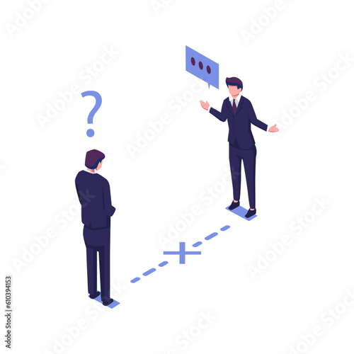 communication gap flat style isometric vector illustration design