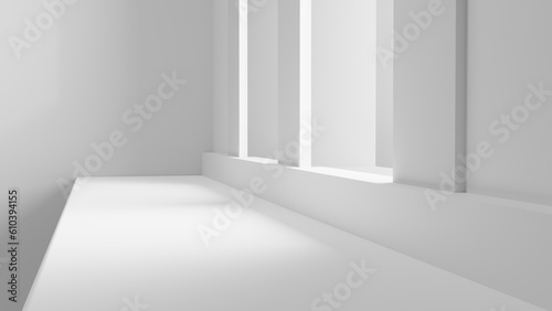 Podium white background table stage with sunlight and shadows for products design and cosmetics