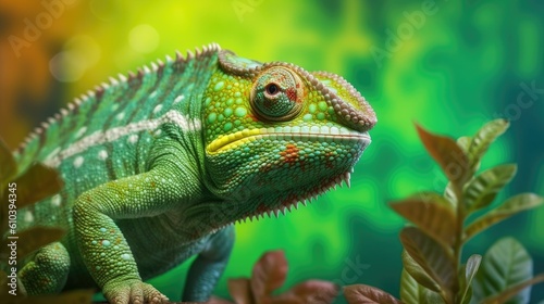 green iguana on a branch