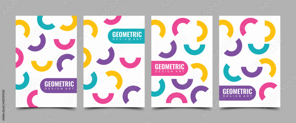 Set of colorful geometric shapes poster vector design