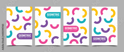 Set of colorful geometric shapes poster vector design