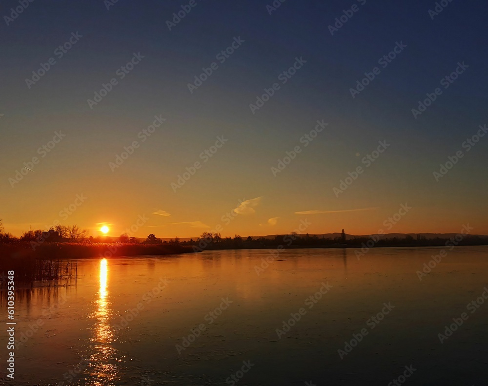 sunset over lake