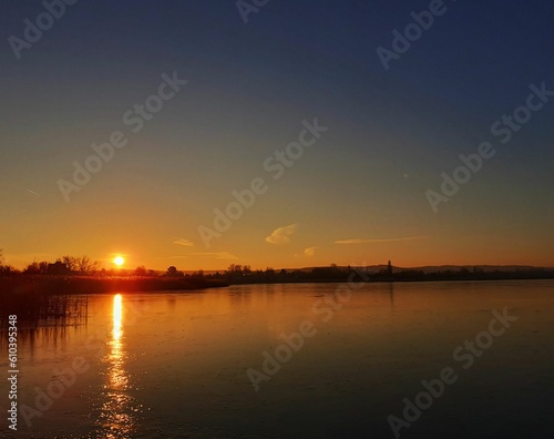 sunset over lake