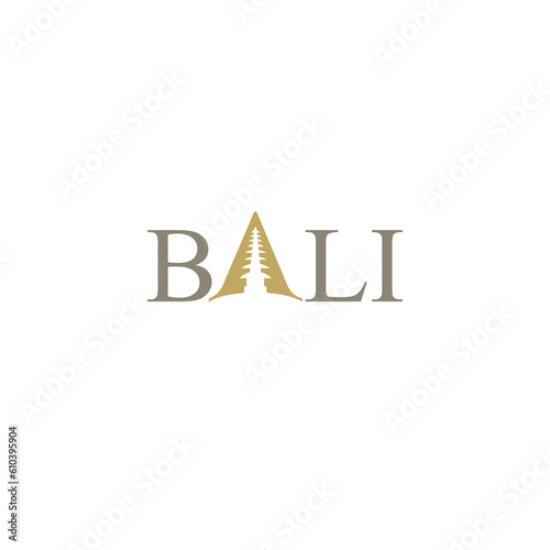 BALI No 1 Wordmark Logo - Bali architecture symbol at letter A.