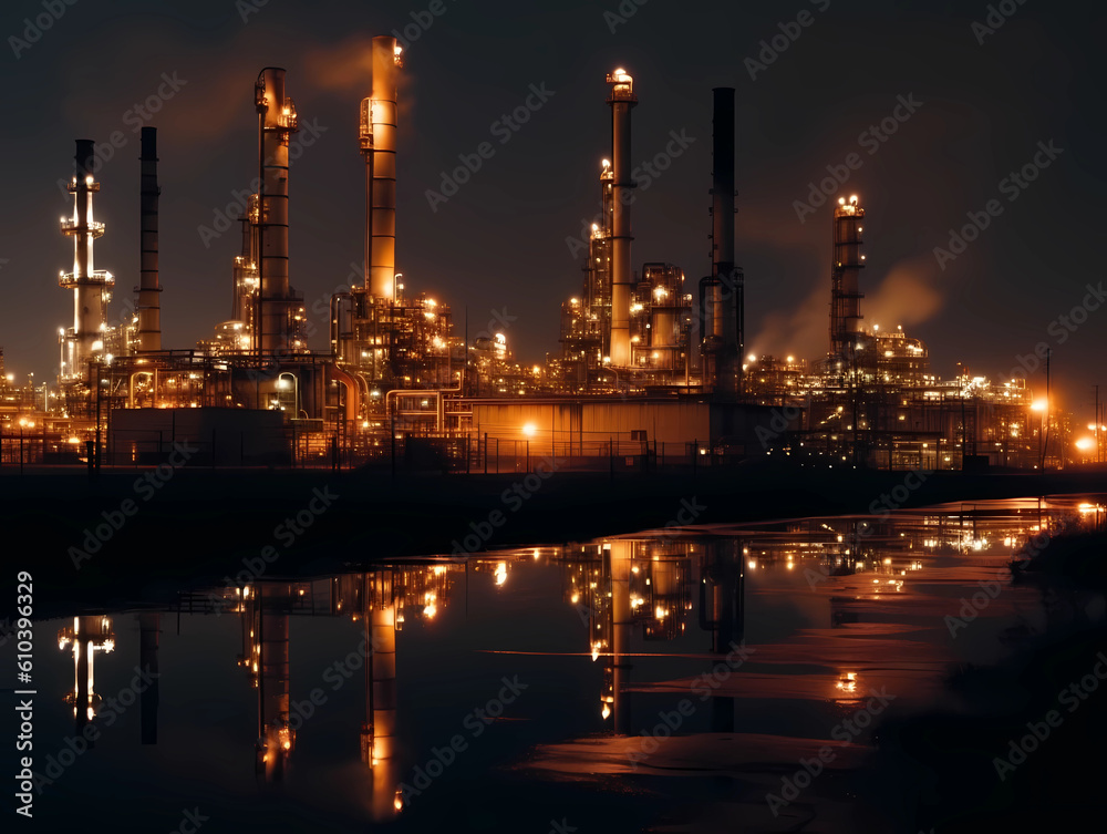 Fototapeta premium Refinery industry engineer are working and discussing at front oil and gas industrial factory,Oil refinery plant for industry