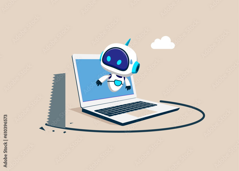 Thief sawing the floor to make robot with artificial intelligence ...