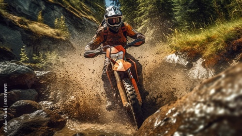 A blur of motion, the dirt bike racer dominates the off-road track © Omkar