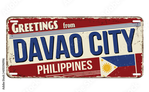 Greetings from Davao City vintage rusty metal sign