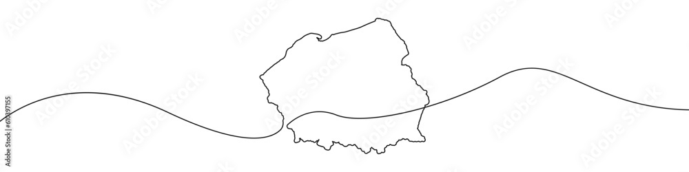 Map of Poland icon line continuous drawing vector. One line Map of Poland icon vector background. Map of Poland icon. Continuous outline of a Map of Poland icon. Map of Poland icon line continuous drawing vector. One line Map of Poland icon vector background. Map of Poland icon. Continuous outline of a Map of Poland icon.