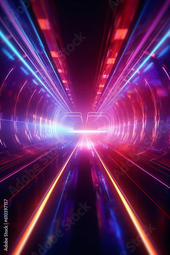 abstract background, futuristic tunnel, neon light, ultraviolet light ctreated with AI 